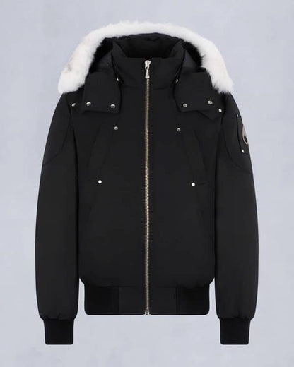 Moose Knuckle Bomber Jacket Black/White Fur