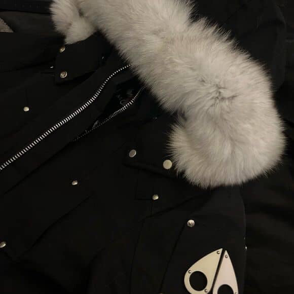 Moose Knuckle Bomber Jacket Black/White Fur