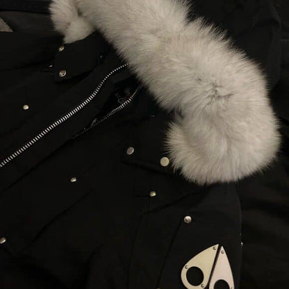 Moose Knuckle Bomber Jacket Black/White Fur