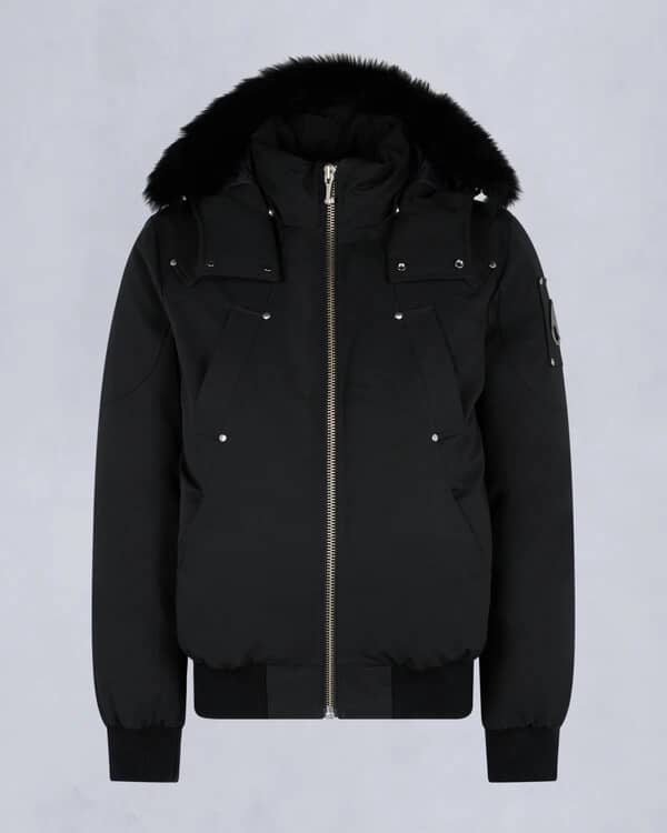 Moose Knuckle Bomber Jacket Black/White Fur