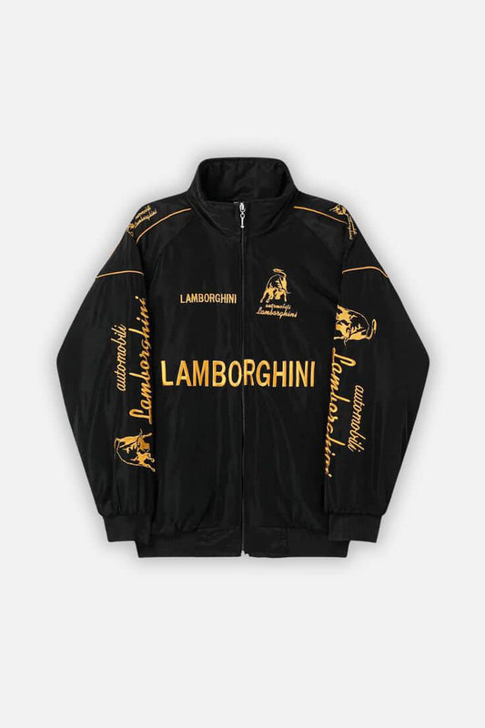 Lamborghini Racing Jacket - Black & Gold Embroidered