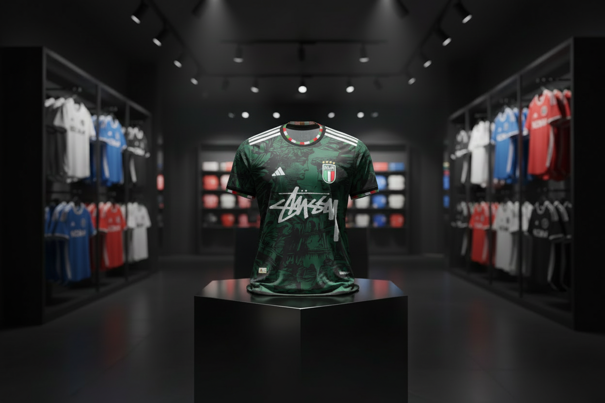 Italia x Stussy Green Jersey - 3D Display