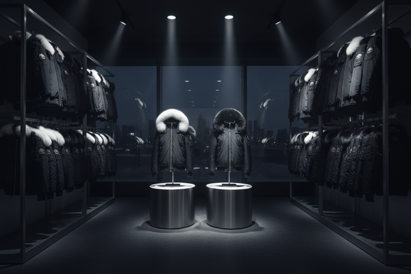 Moose Knuckle bomber jackets luxury showroom