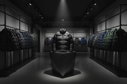 North Face jacket with jackets in background