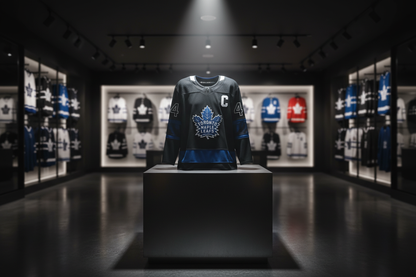 Toronto Maple Leafs jersey on pedestal